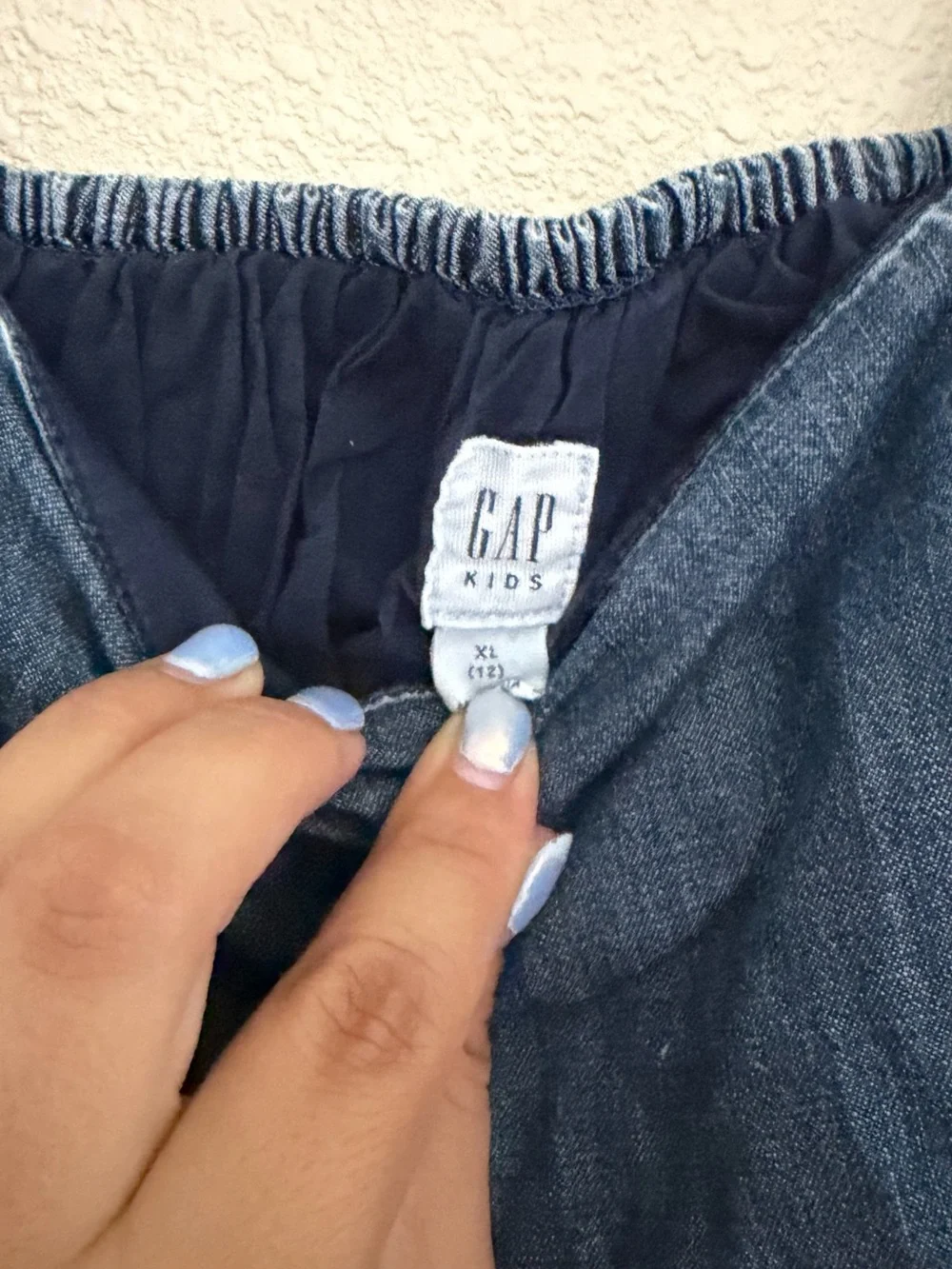 GAP Kids Denim Romper with Elastic Waistband - Blue